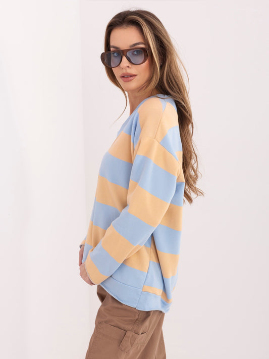 Jasnoniebieska dresowa bluza oversize w paski