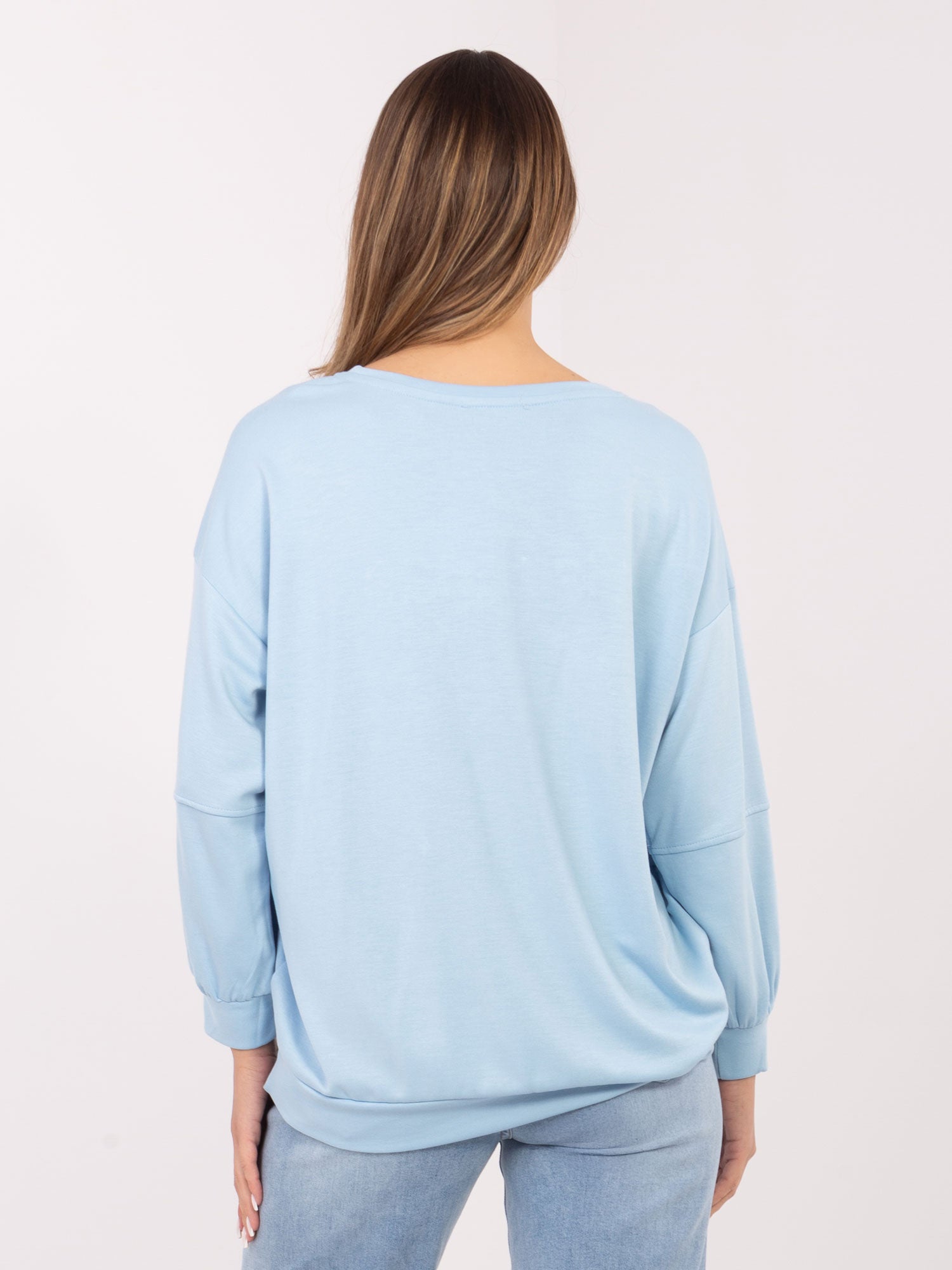 RUE PARIS Jasnoniebieska damska bluza z miękkiego materiału
