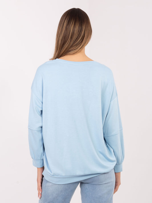 RUE PARIS Jasnoniebieska damska bluza z miękkiego materiału