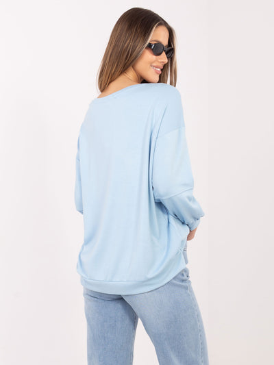 RUE PARIS Jasnoniebieska damska bluza z miękkiego materiału