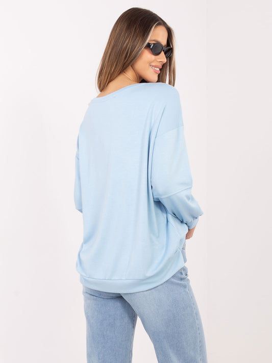 RUE PARIS Jasnoniebieska damska bluza z miękkiego materiału