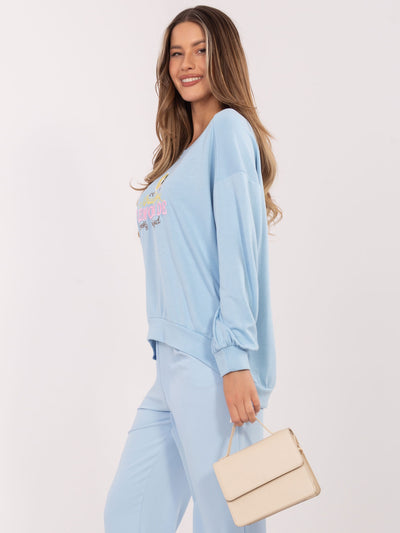 RUE PARIS Jasnoniebieska damska bluza z napisem Lemonade