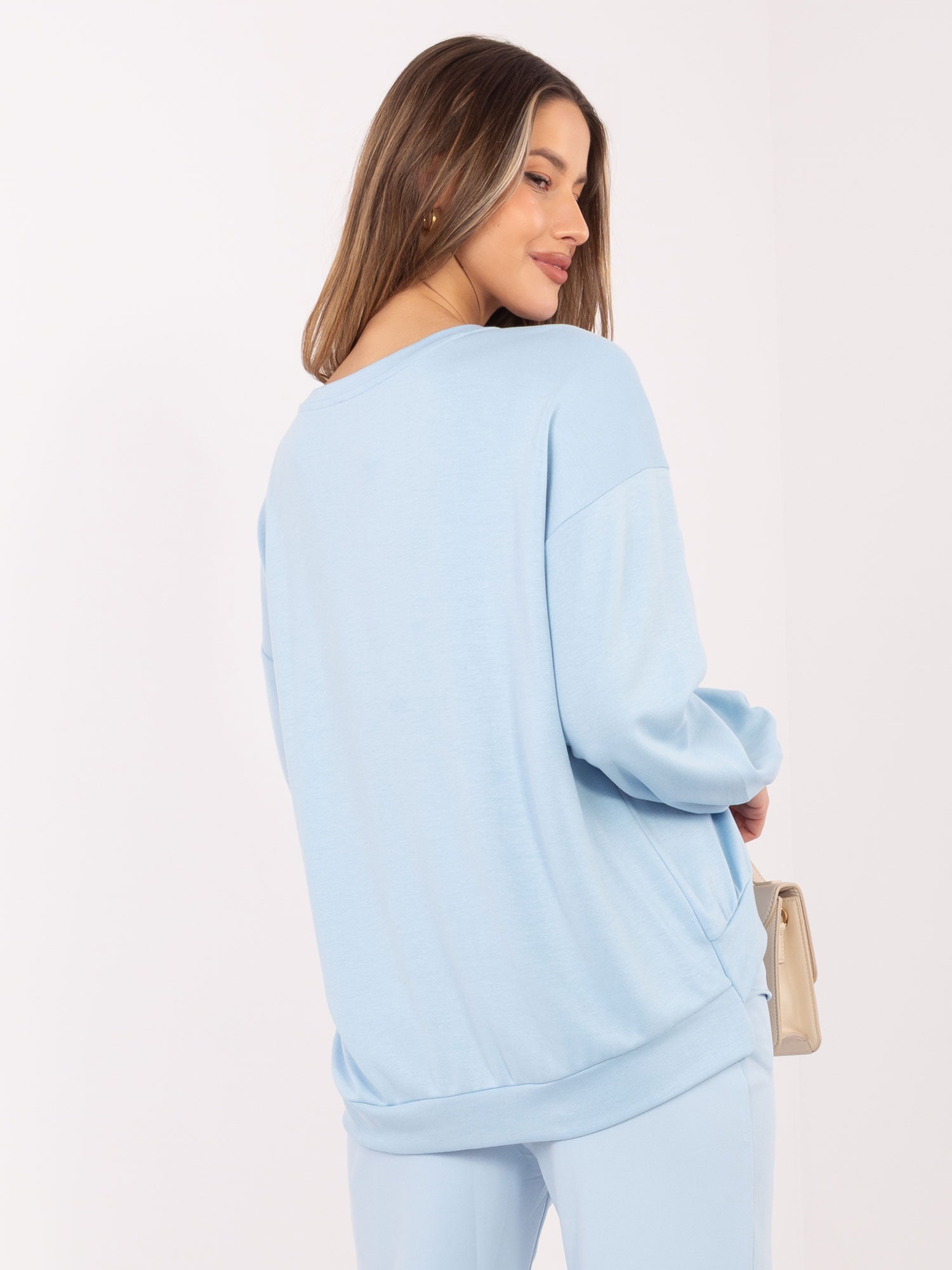 RUE PARIS Jasnoniebieska damska bluza z napisem Lemonade