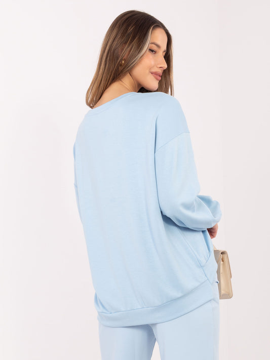 RUE PARIS Jasnoniebieska damska bluza z napisem Lemonade