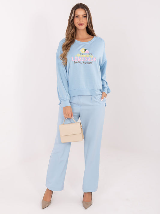 RUE PARIS Jasnoniebieska damska bluza z napisem Lemonade