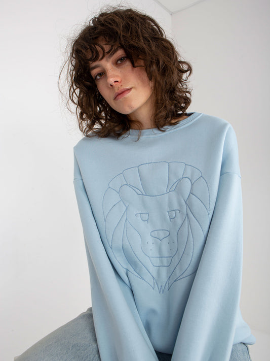 Jasnoniebieska dresowa bluza bez kaptura oversize