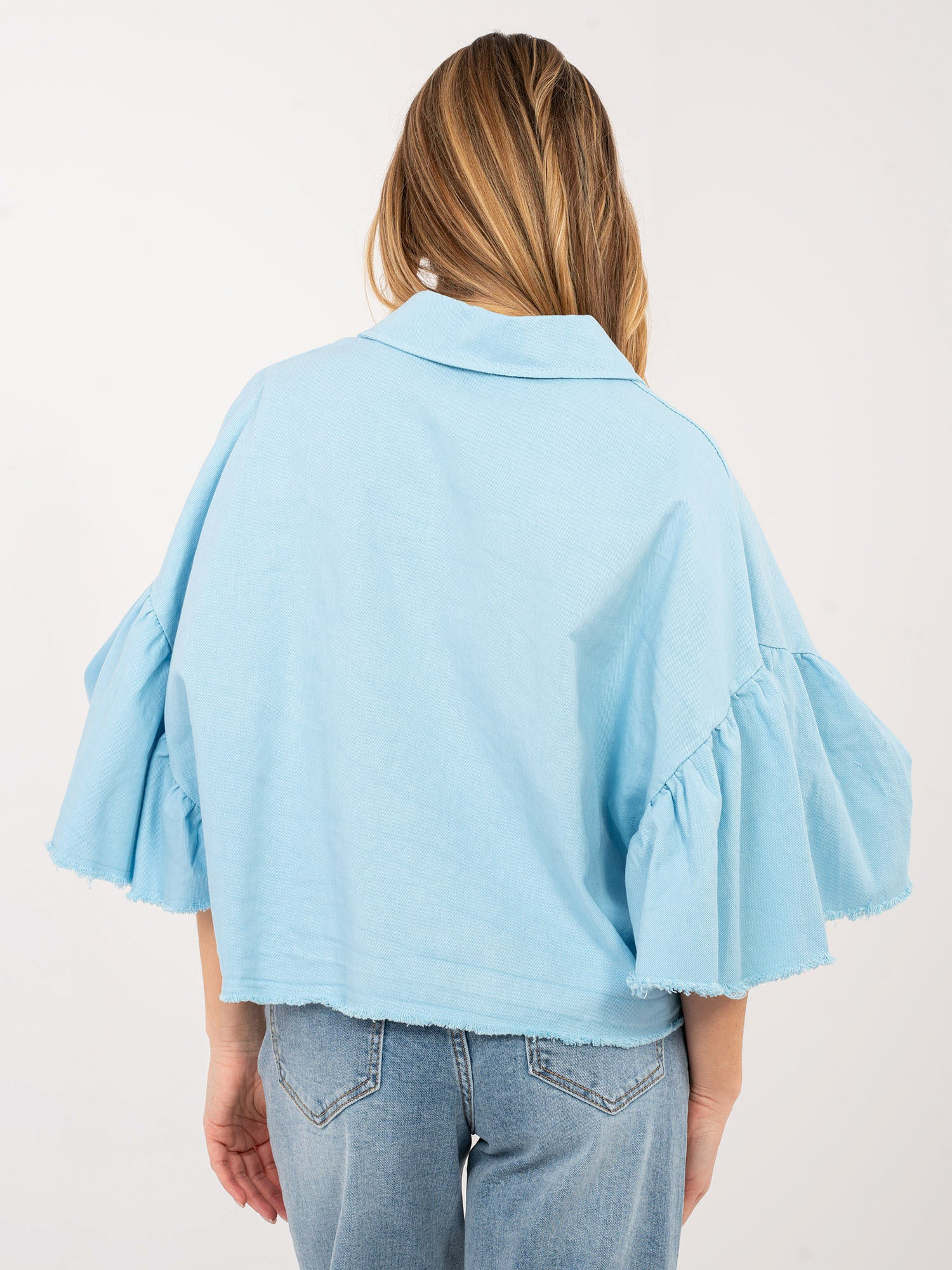 RUE PARIS Jasnoniebieska jeansowa kurtka oversize