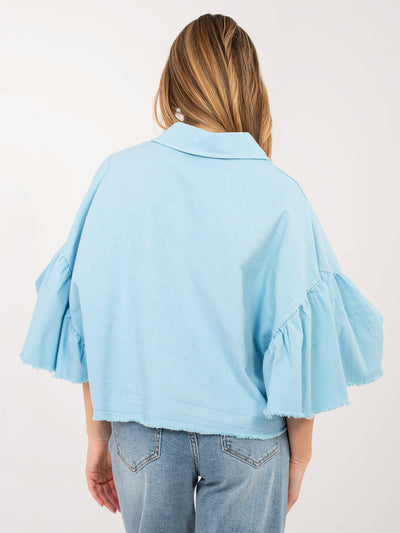 RUE PARIS Jasnoniebieska jeansowa kurtka oversize