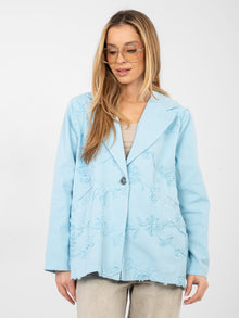 RUE PARIS  Jasnoniebieska jeansowa marynarka oversize