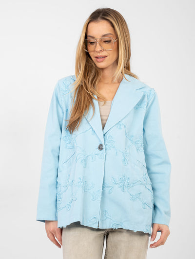 RUE PARIS  Jasnoniebieska jeansowa marynarka oversize