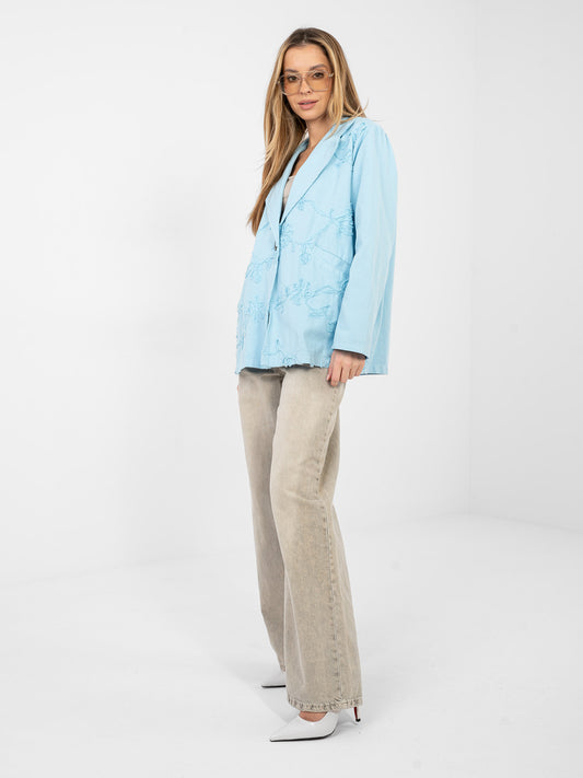 RUE PARIS  Jasnoniebieska jeansowa marynarka oversize
