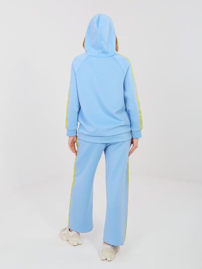 RUE PARIS Jasnoniebieska rozpinana bluza z lampasami