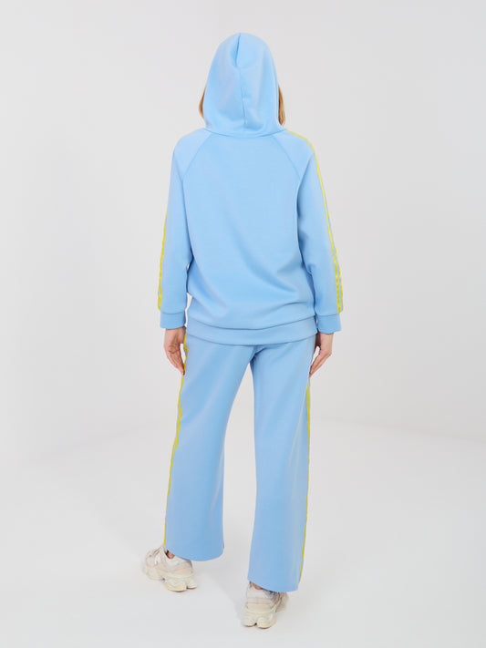 RUE PARIS Jasnoniebieska rozpinana bluza z lampasami
