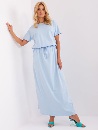 Jasnoniebieska maxi sukienka basic ze ściągaczem