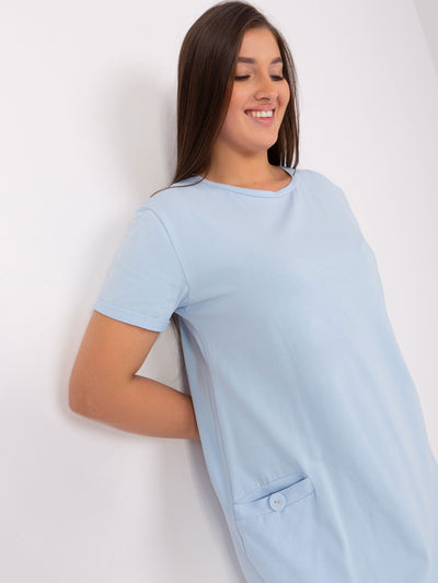 Jasnoniebieska sukienka basic plus size z bawełny