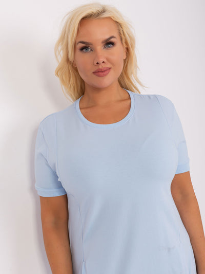 Jasnoniebieska sukienka plus size z bawełny