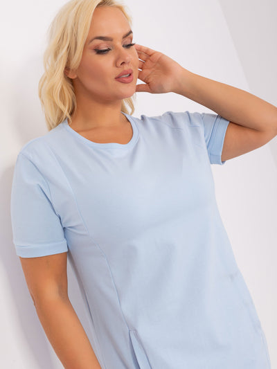 Jasnoniebieska sukienka plus size z bawełny