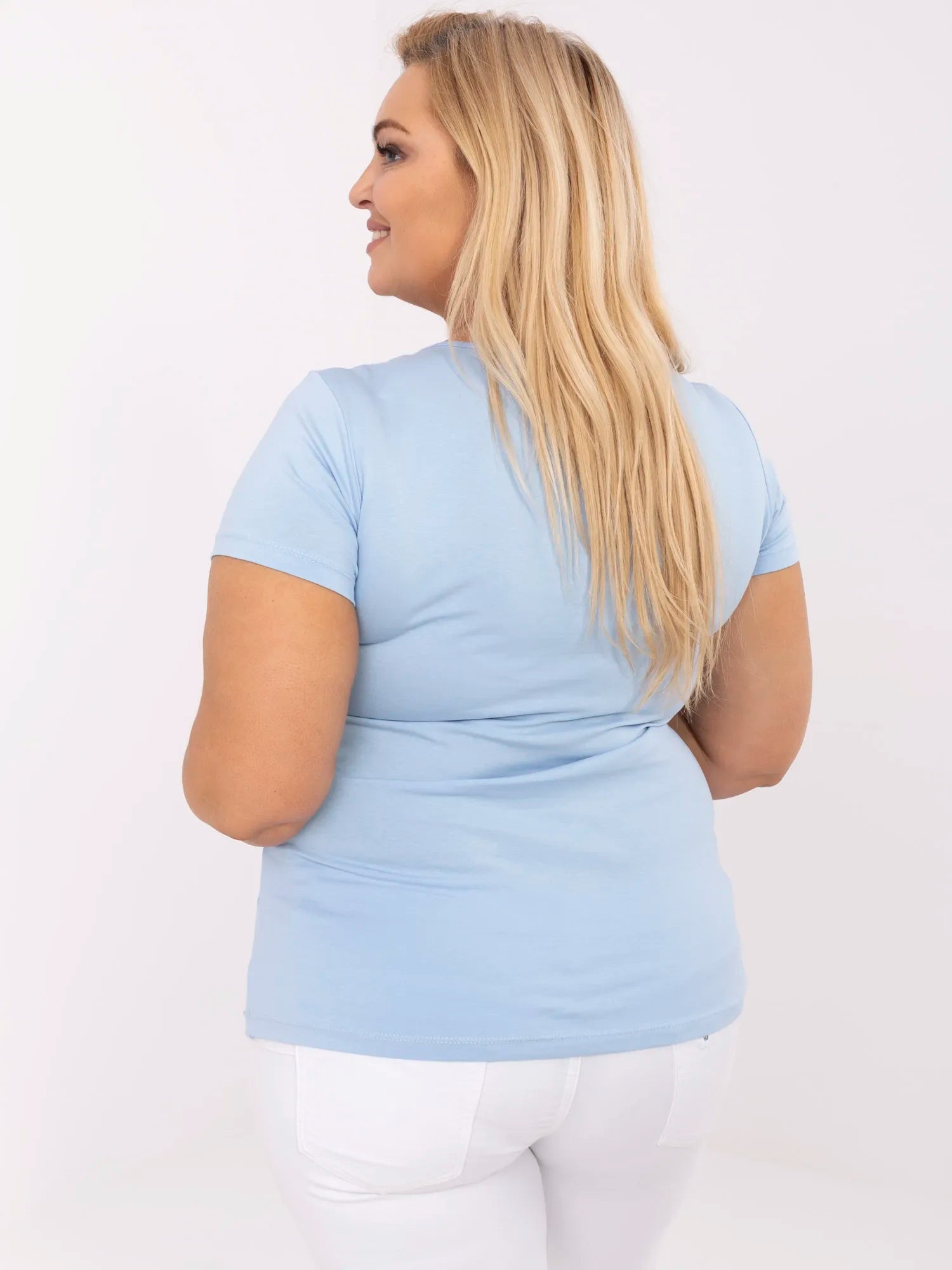 Camelowy damski t-shirt plus size z bawełny