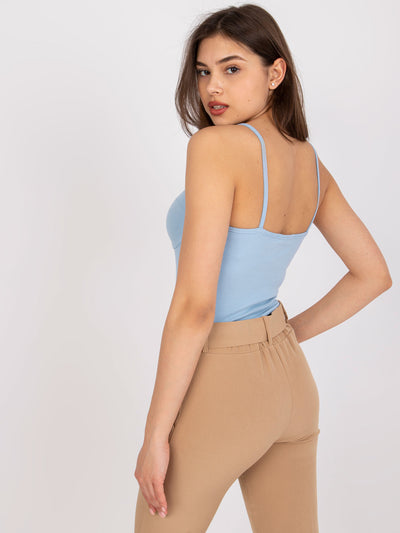 Jasnoniebieski krótki top w prążki
