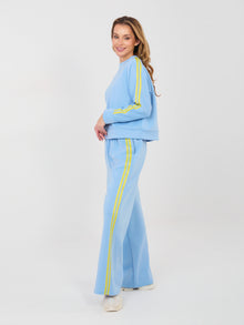 RUE PARIS Jasnoniebieski casualowy komplet ze spodniami