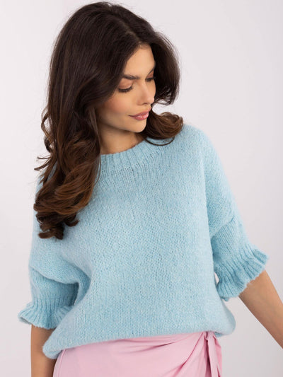 Jasnoniebieski sweter oversize z wiskozą