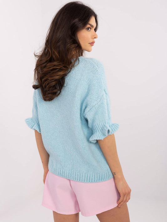 Jasnoniebieski sweter oversize z wiskozą