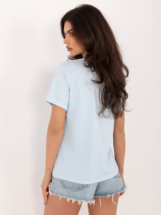 Jasnoniebieski damski t-shirt z bawełny
