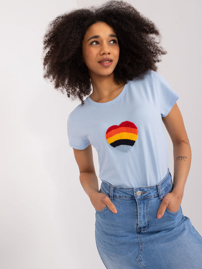 BASIC FEEL GOOD Jasnoniebieski t-shirt z haftem