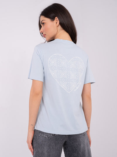 SUBLEVEL Jasnoniebieski t-shirt z nadrukiem na plecach