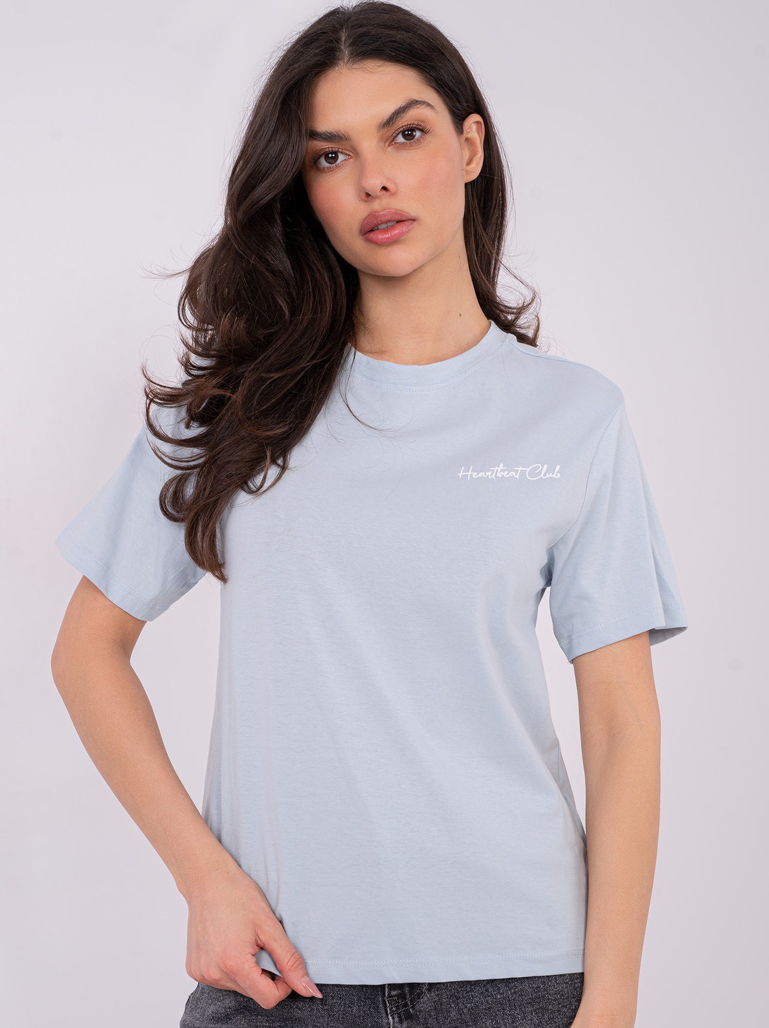 SUBLEVEL Jasnoniebieski t-shirt z nadrukiem na plecach