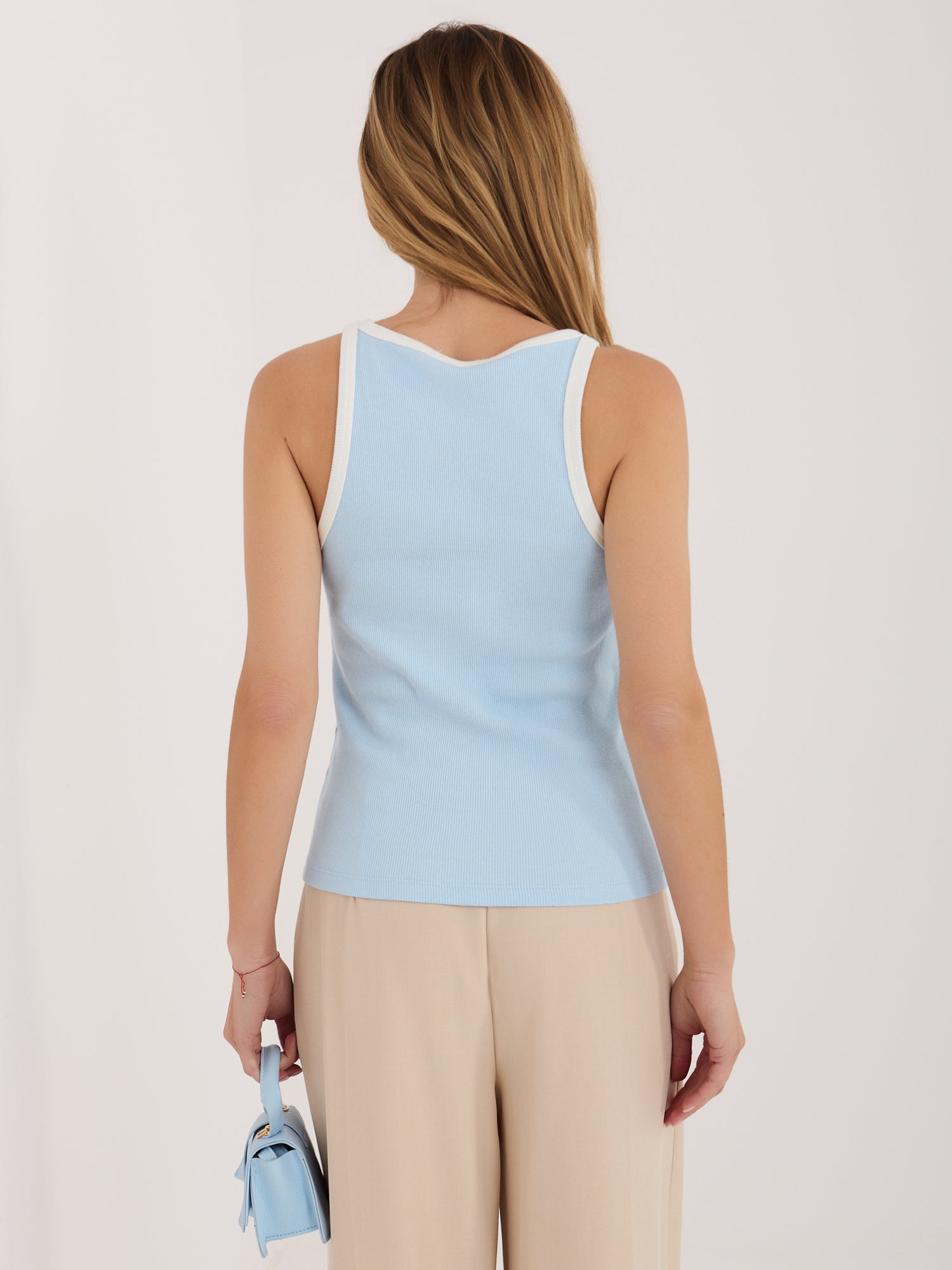 RUE PARIS Jasnoniebieski bawełniany tank top