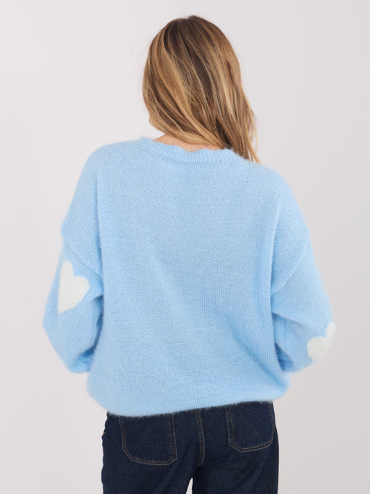Jasnoniebieski sweter oversize z okrągłym dekoltem