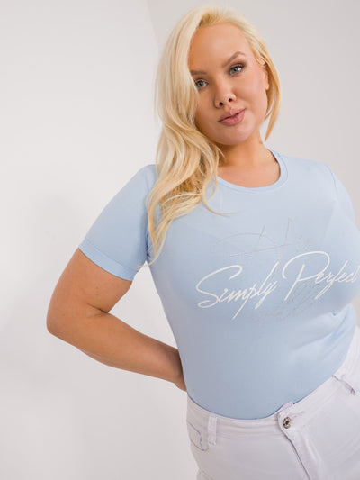 Jasnoniebieski t-shirt plus size z okrągłym dekoltem