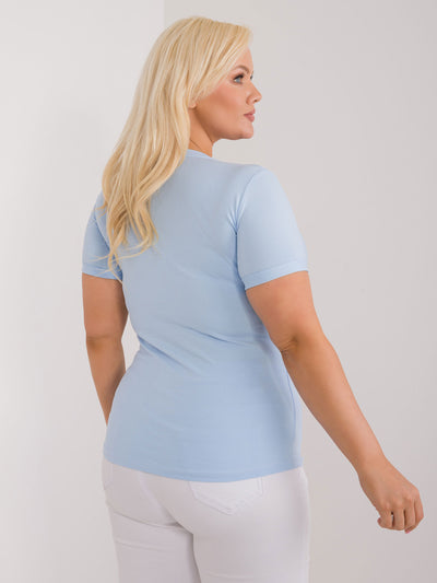 Jasnoniebieski t-shirt plus size z okrągłym dekoltem