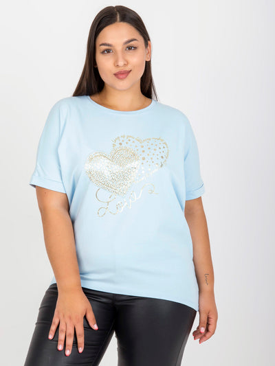 Jasnoniebieski t-shirt plus size z okrągłym dekoltem