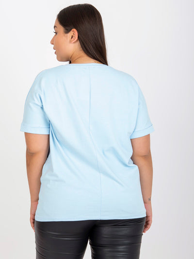 Jasnoniebieski t-shirt plus size z okrągłym dekoltem
