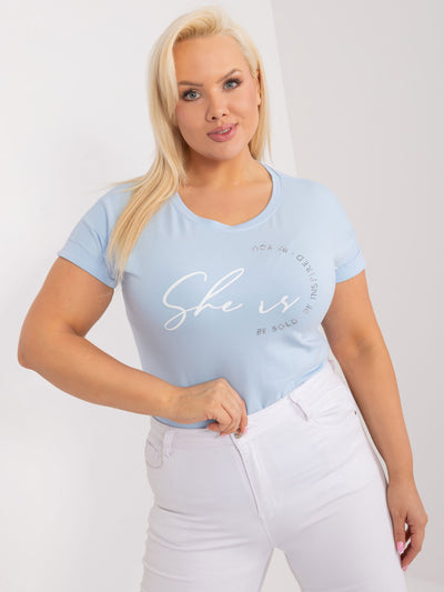 Jasnoniebieski t-shirt plus size z bawełny