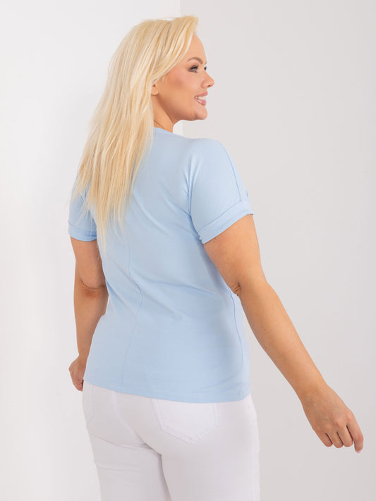 Jasnoniebieski t-shirt plus size z bawełny