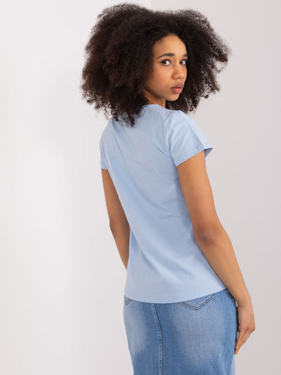 BASIC FEEL GOOD Jasnoniebieski t-shirt z napisem