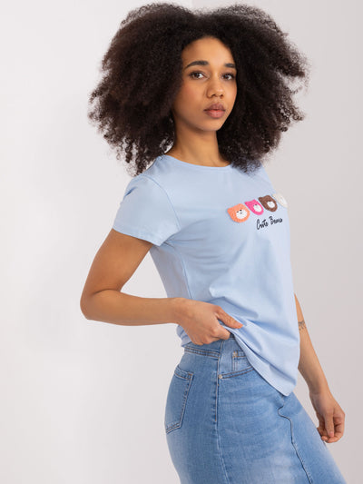 BASIC FEEL GOOD Jasnoniebieski t-shirt z napisem