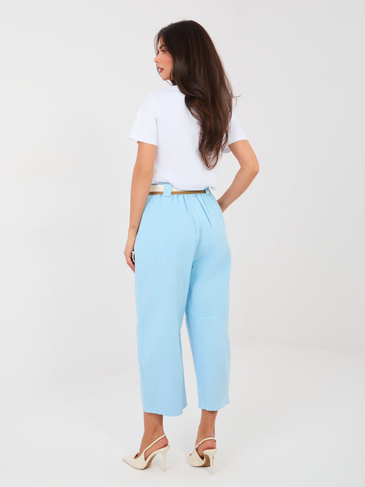 RUE PARIS Jasnoniebieskie jeansowe spodnie typu culotte