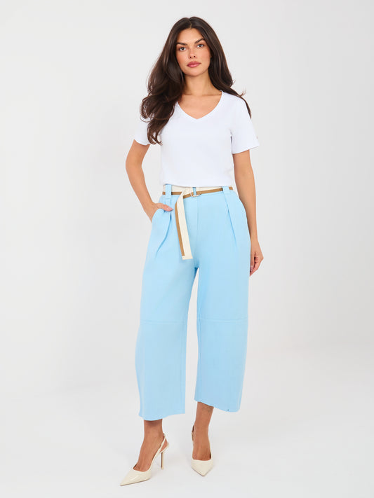 RUE PARIS Jasnoniebieskie jeansowe spodnie typu culotte
