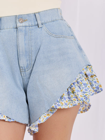 Jasnoniebieskie jeansowe szorty w stylu boho