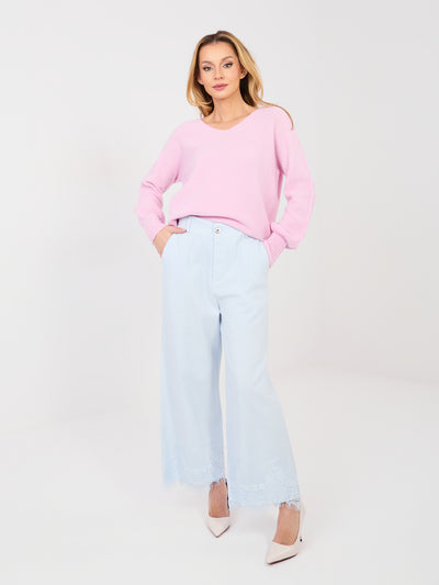RUE PARIS  Jasnoniebieskie damskie jeansy z kieszeniami