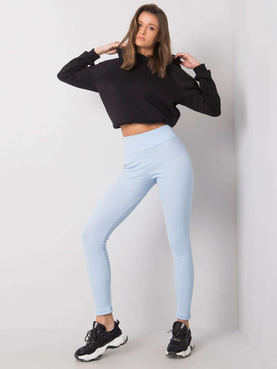 Jasnoniebieskie legginsy basic w prążek