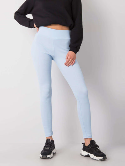 Jasnoniebieskie legginsy basic w prążek