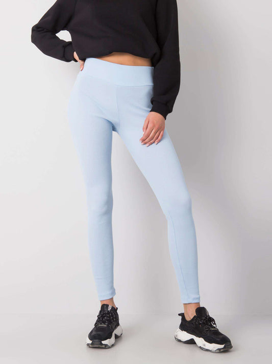 Jasnoniebieskie legginsy basic w prążek