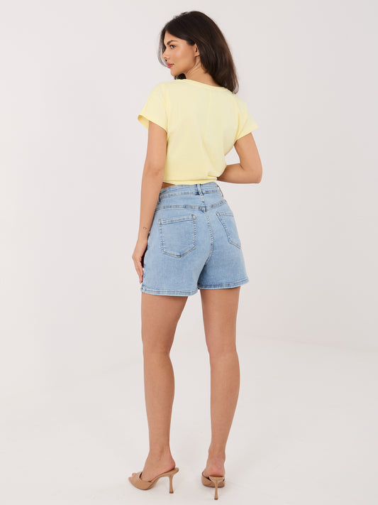 Jasnoniebieskie mini jeansowe spódnico-szorty
