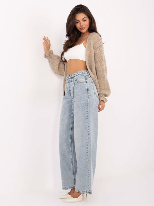 SUBLEVEL Jasnoniebieskie damskie jeansy wide leg