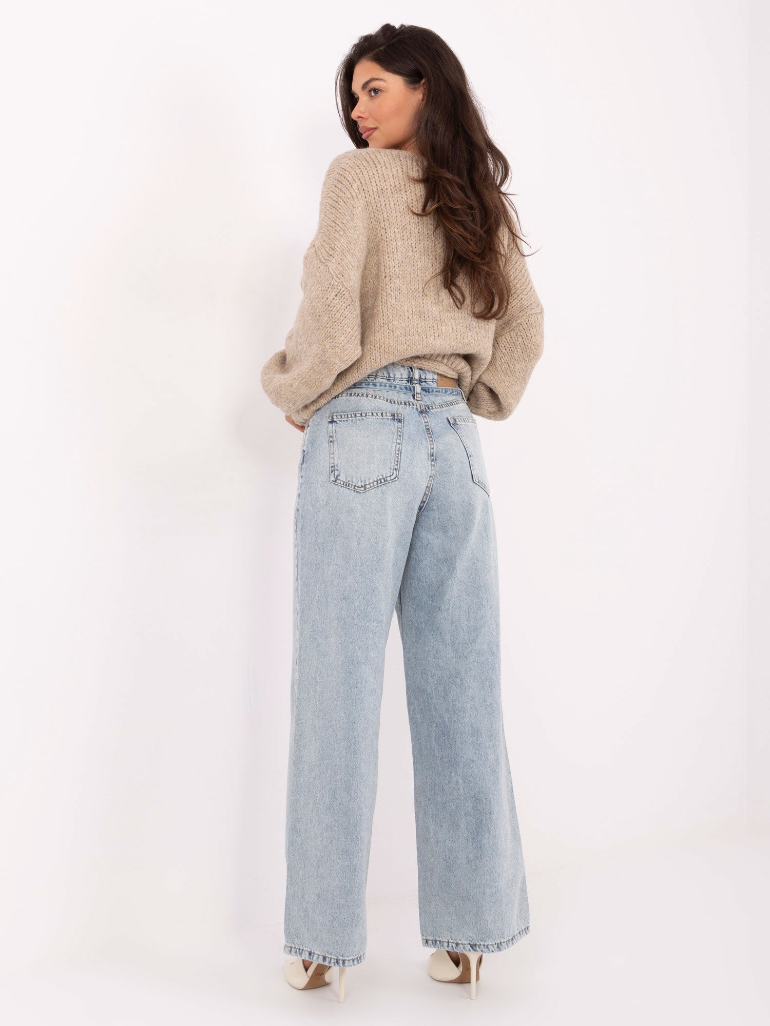 SUBLEVEL Jasnoniebieskie damskie jeansy wide leg